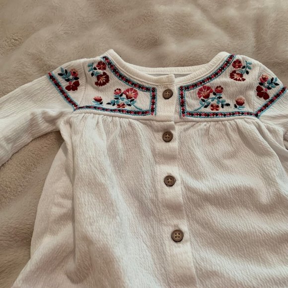 Carter's White Boho Embroidered Look Shacket Size 9 Months - Picture 2 of 15